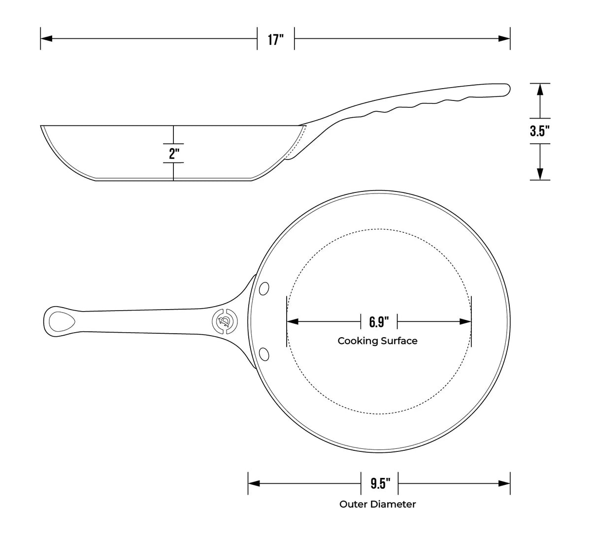 9.5" Frypan Mineral B Pro, Oven Safe Handle