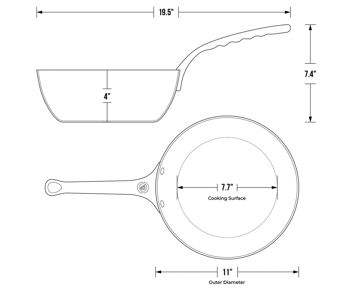 11" Country Frypan Mineral B Pro, Oven Safe Handle