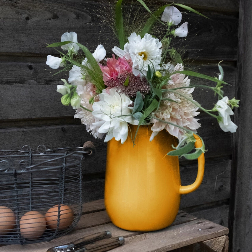 Mustard 2.7qt Vintage Enamel Pitcher