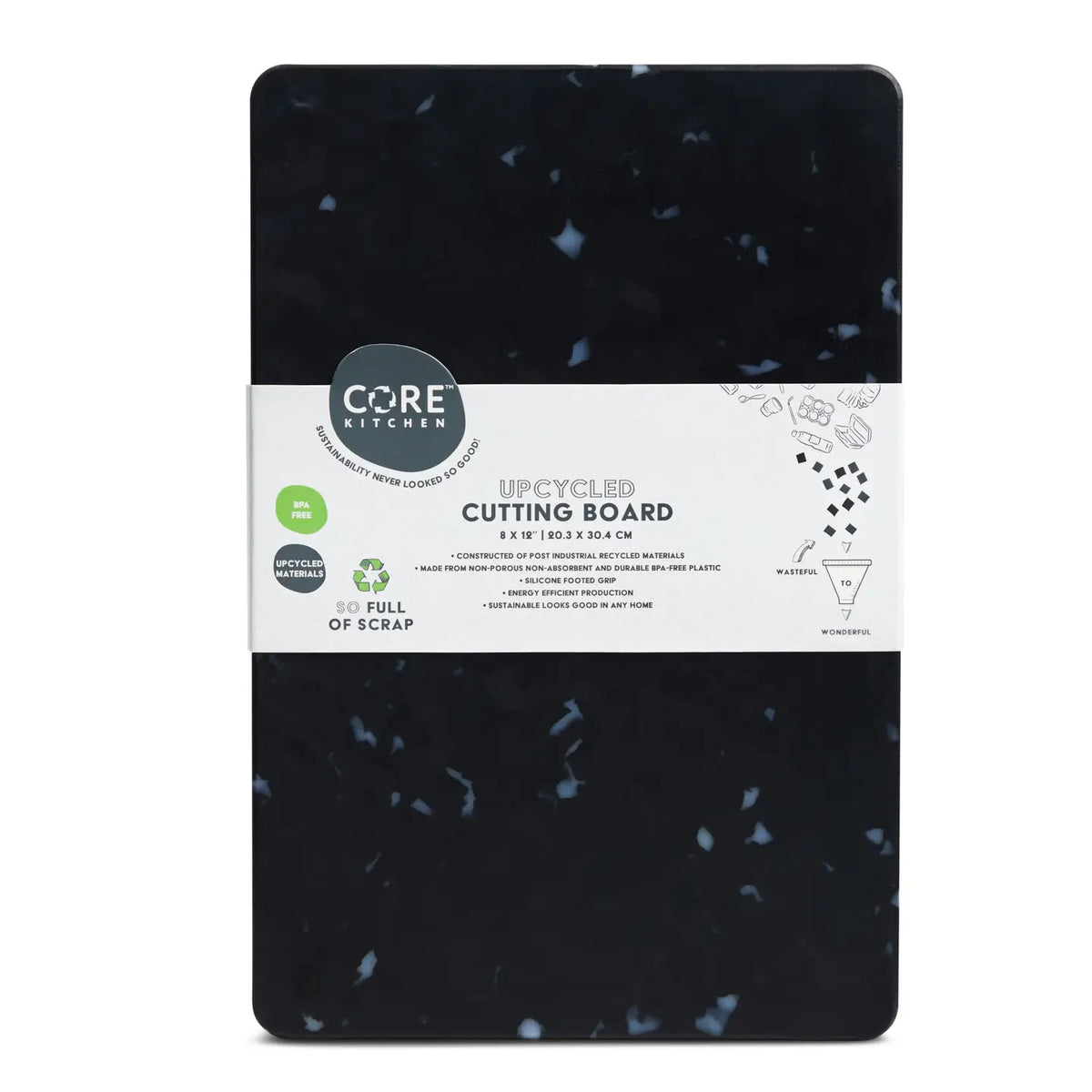 Confetti Black Recycled Cutting Board 8"x12"