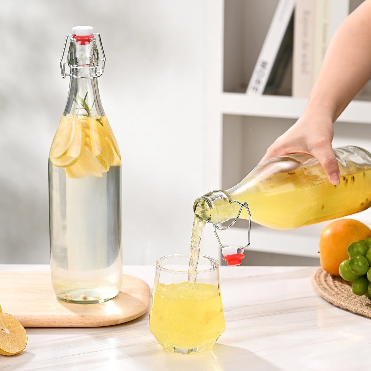 Flip Top Glass Bottle, 1 Liter