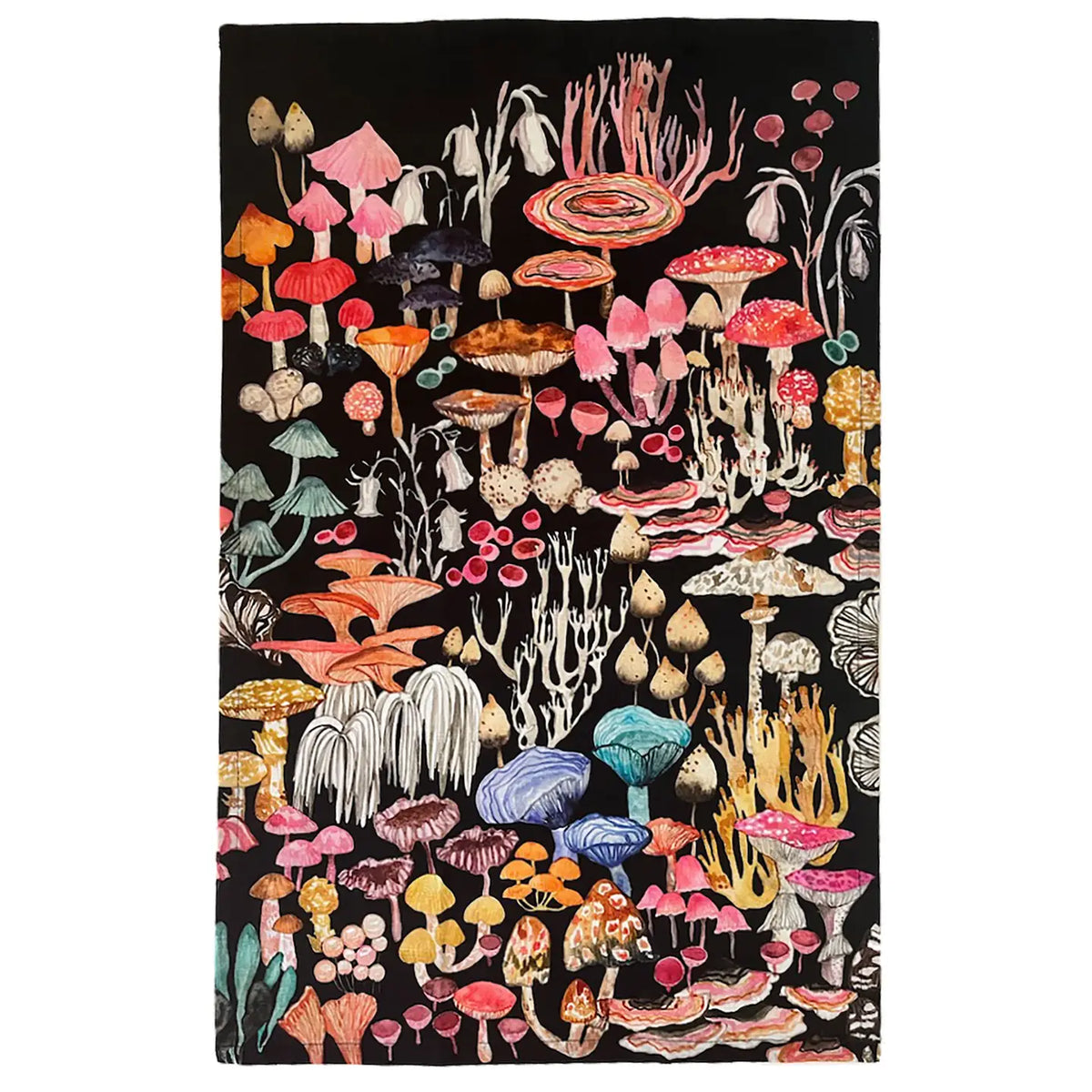 Black Mushroom Magic Tea Towel
