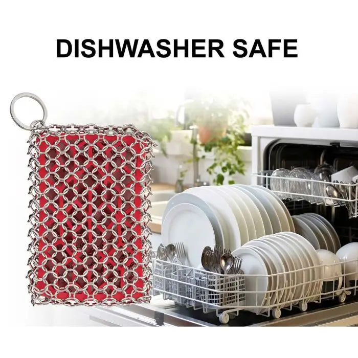 Chainmail & Silicone Cast Iron Scrubber