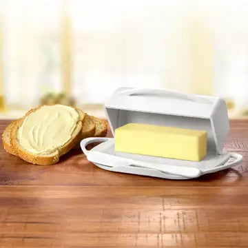 Flip-Top Butterie Butter Dish, w/ Spreader, White
