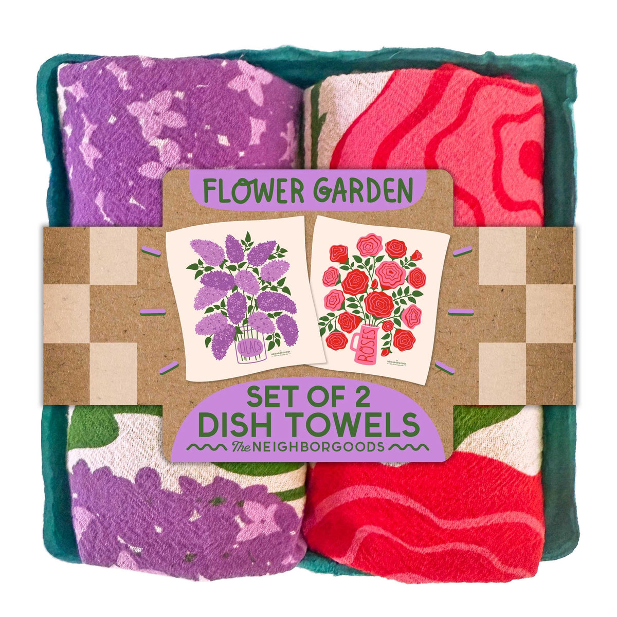 "Flower Garden" Floursack Dish Towel S/2