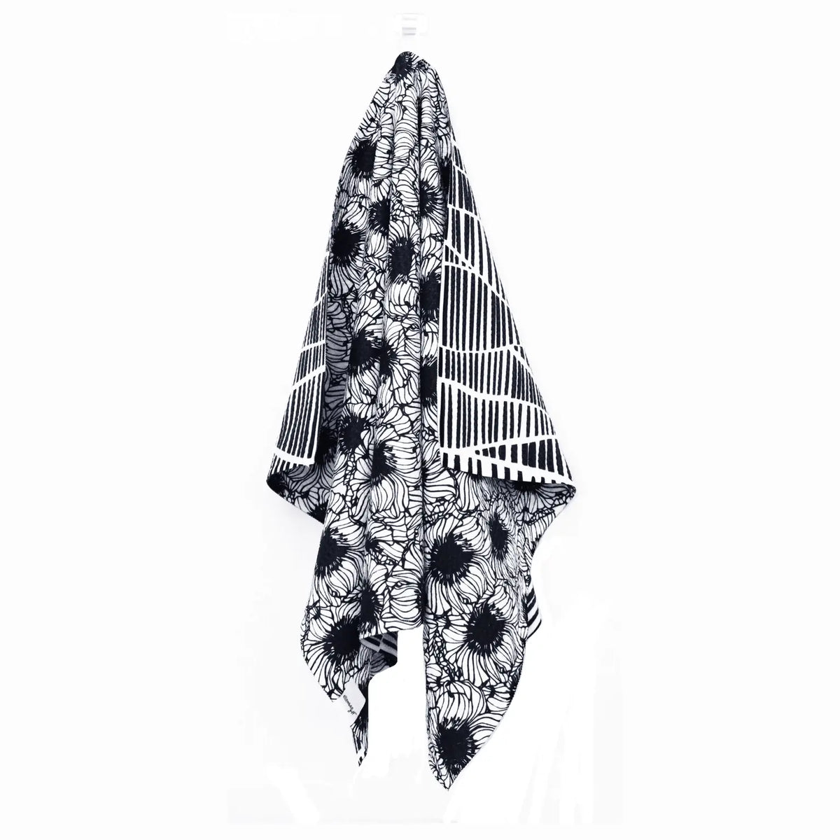 Black and White Anenomes | Two Sided Microfiber Tea Towels