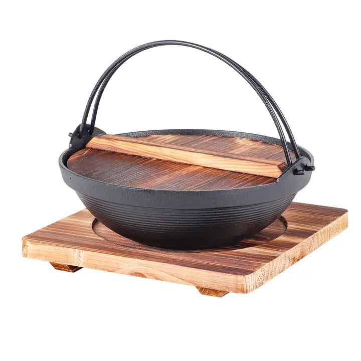 Tetsu 9.5" Nabe Cast Iron Pot with Trivet & Lid