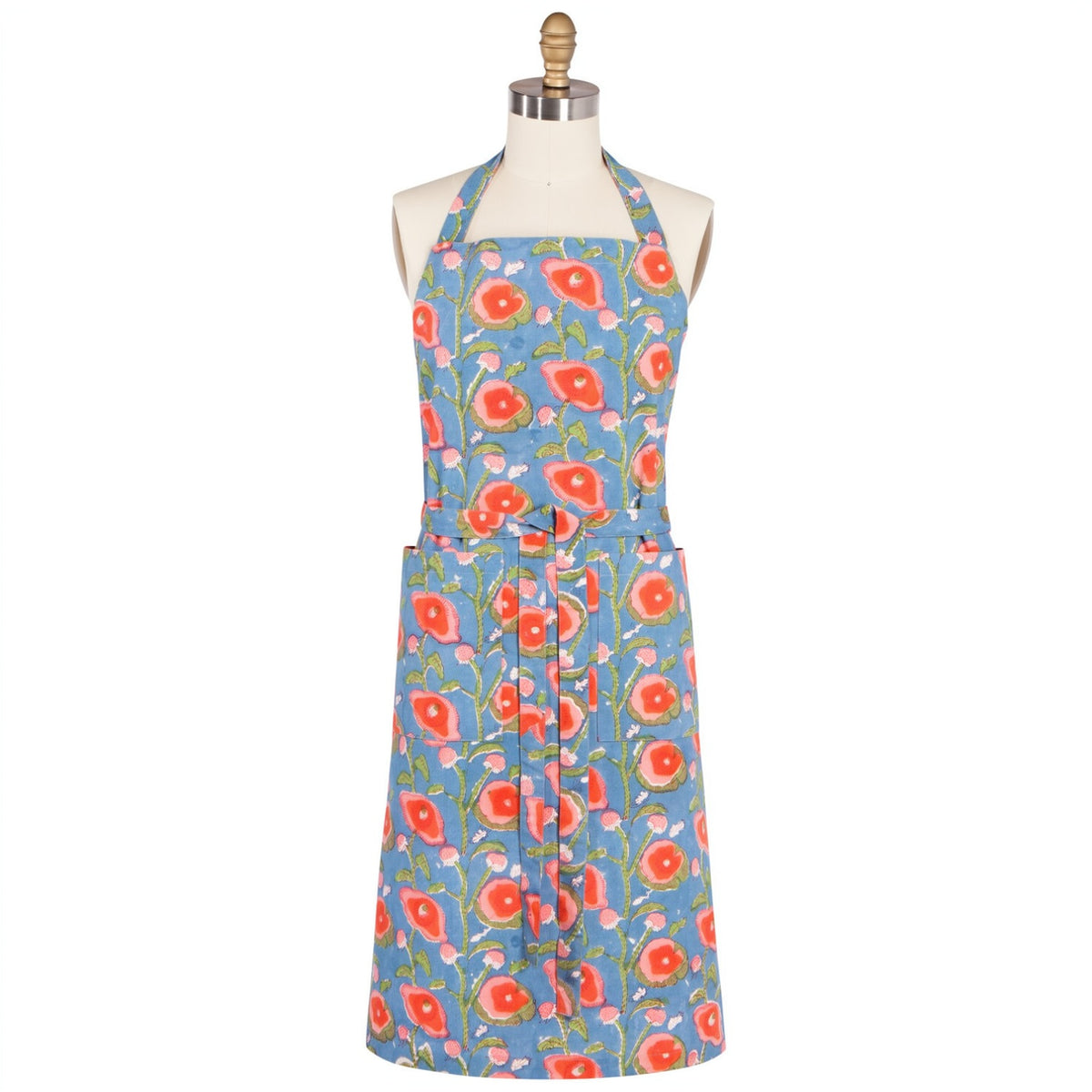 Poppy Block Print Apron