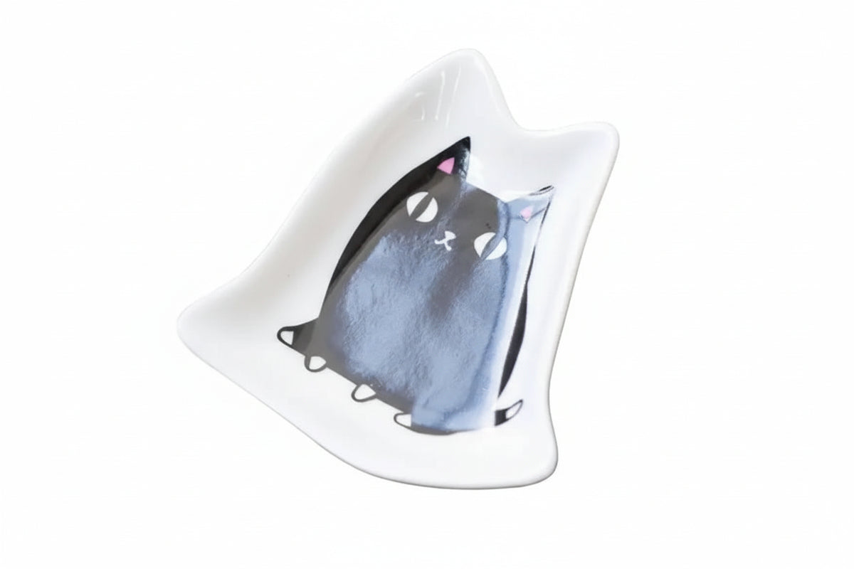 Cat Soy Dish Plate Black Cat