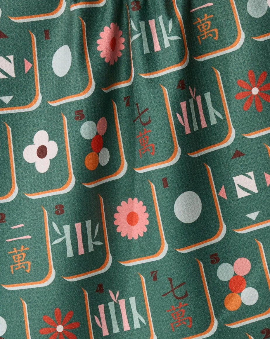 Moss Tile Toss Mahjong Tea Towel