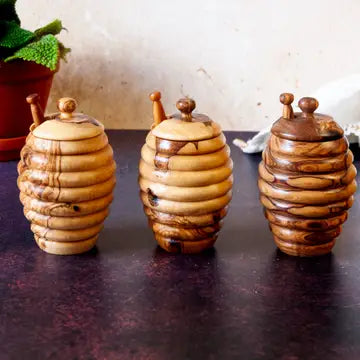 Bodrum Olive Wood Honey Jar