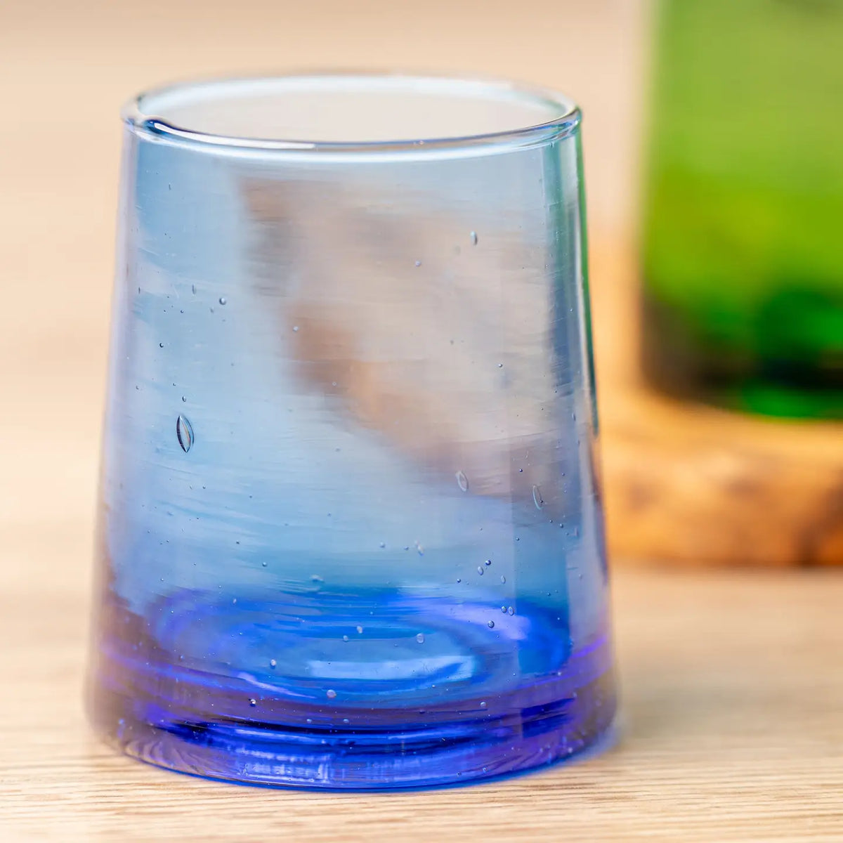 Handblown Moroccan Cone Glass, Small Blue