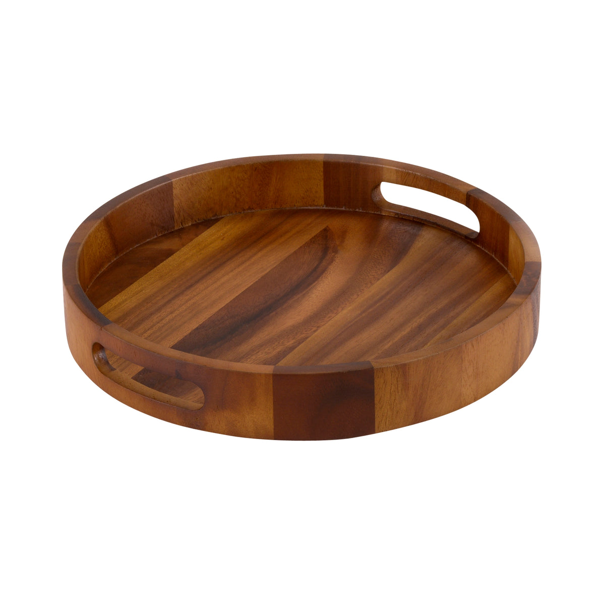 Acacia 17” Round Tray Solid Bottom