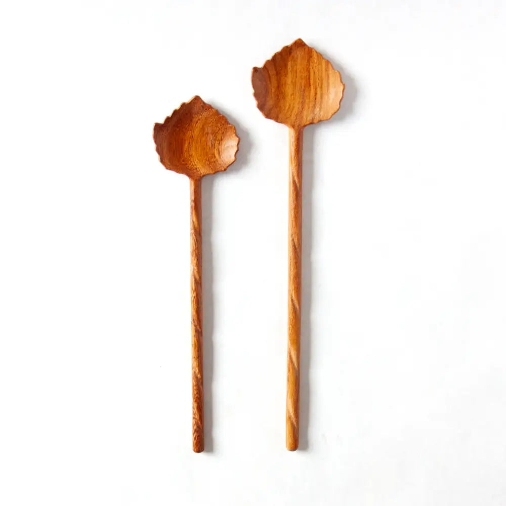 Aspen Leaf Large Hand-Carved Wooden Spoon