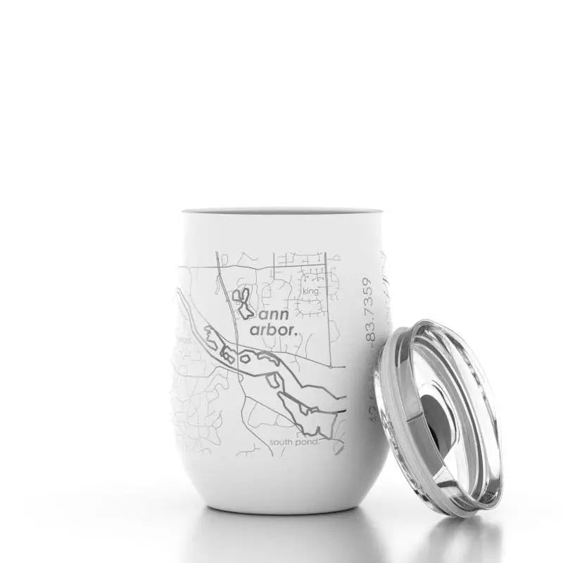 White Ann Arbor Stemless Wine Insulated 12oz