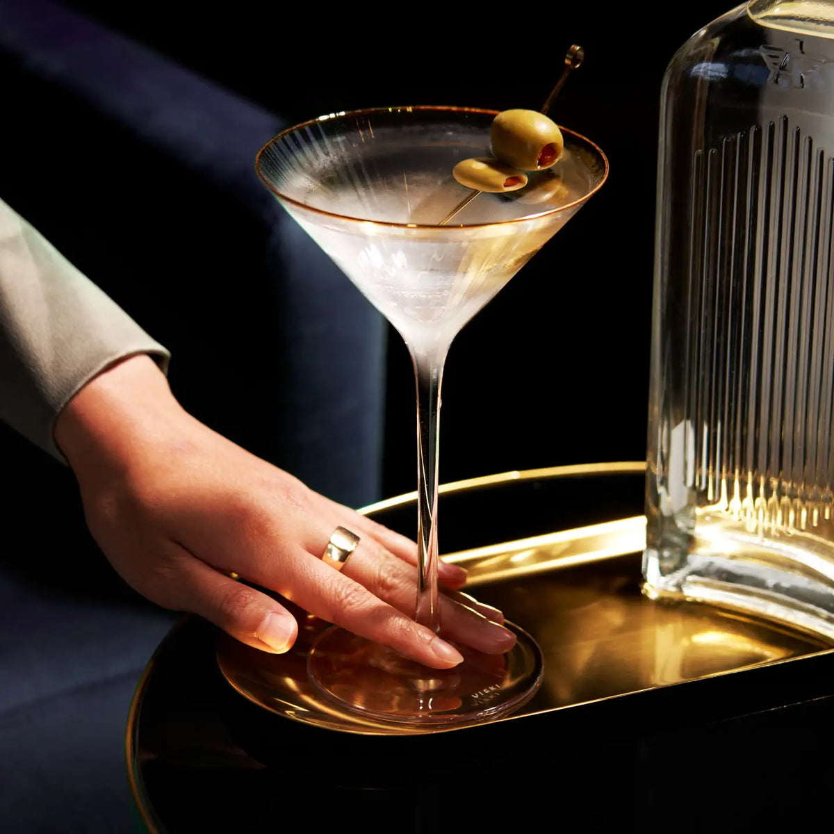 S/2 Martini Meridian Ripple Gold Rim
