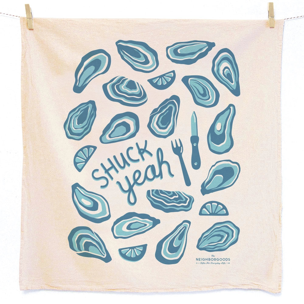 "Fresh Oysters" Floursack Dish Towel S/2