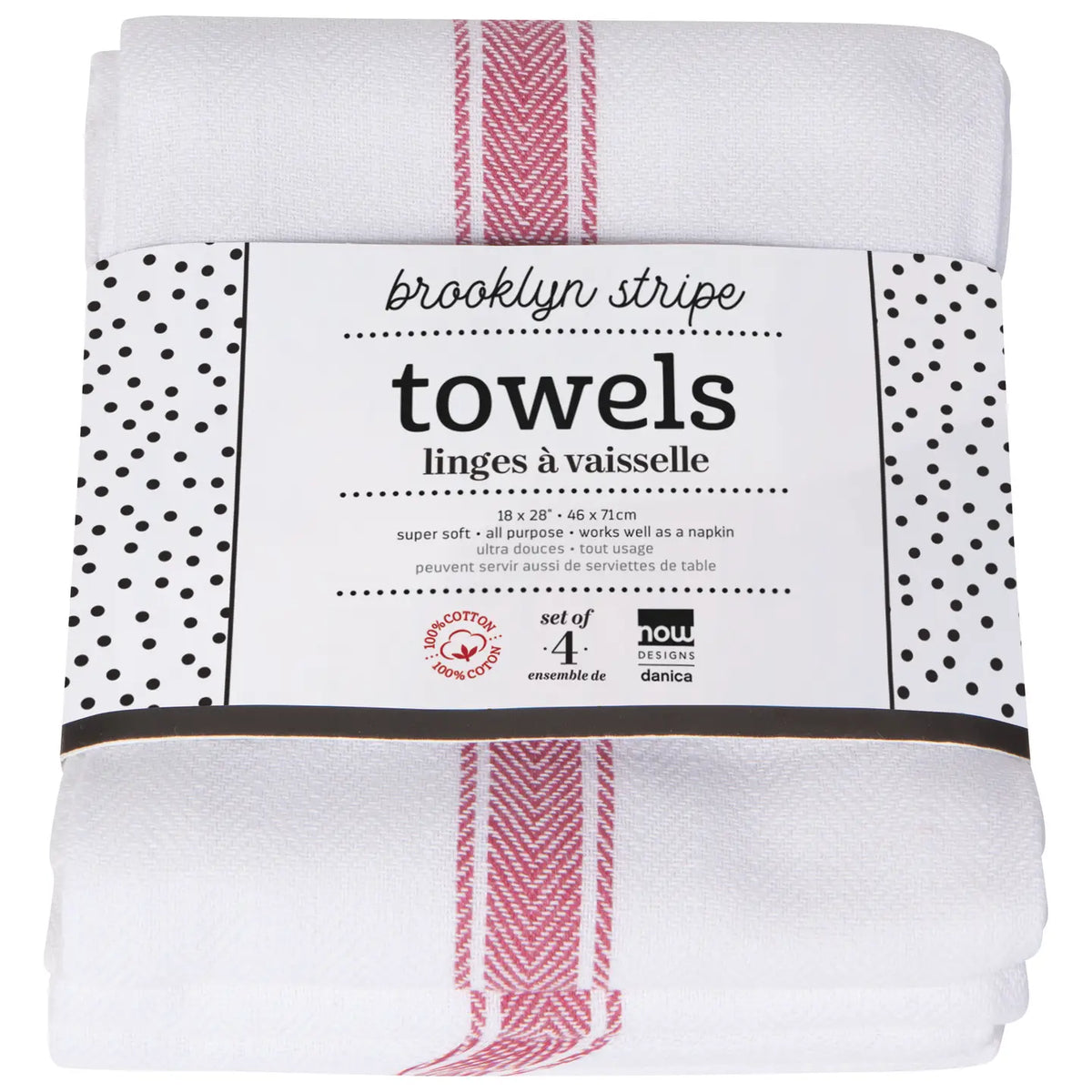 S/4 Poppy Brooklyn Stripe Dish Towel