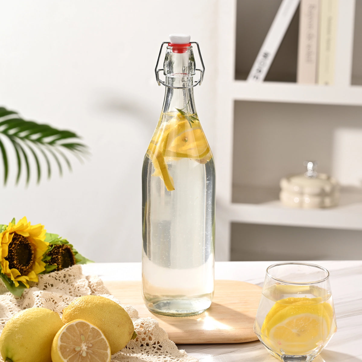 Flip Top Glass Bottle, 1 Liter