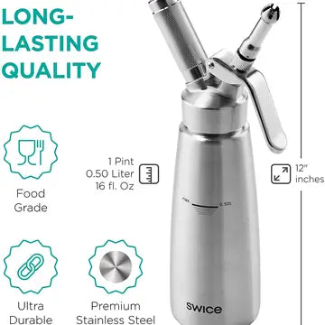 Stainless Whipped Cream Dispenser w/ Booklet