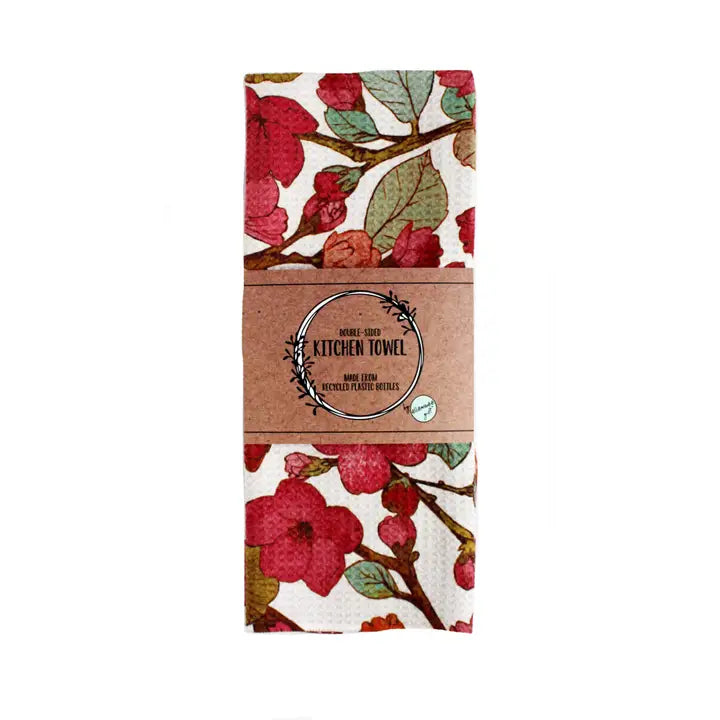 Maroon Blossoms | Two Sided Microfiber Kitchen Tea Towels