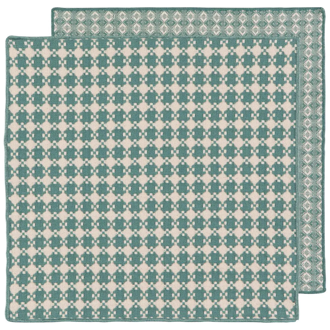 Dish Cloth Woven Check Lagoon S/2