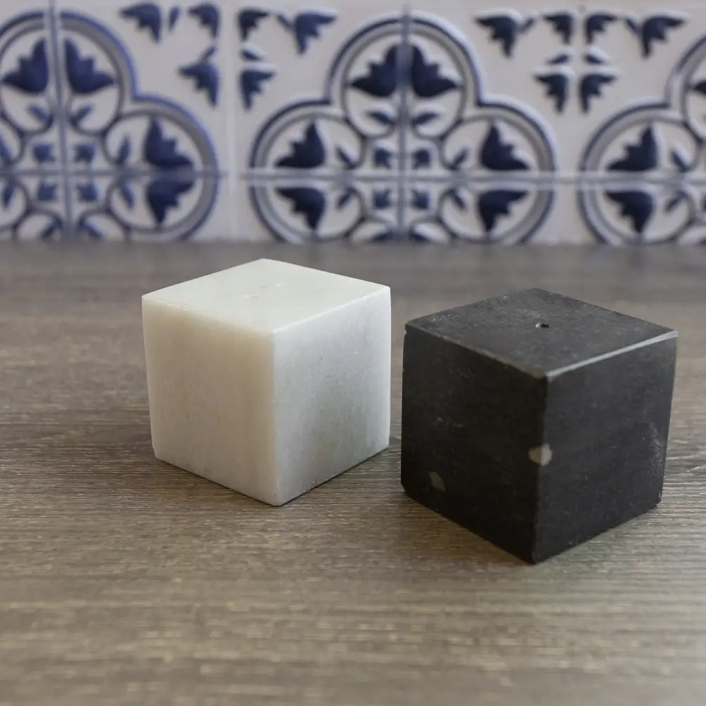 S/2 Marble Salt & Pepper Shakers Black & White