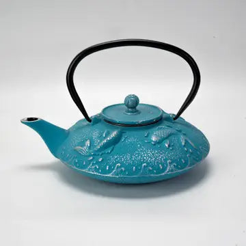 Blue Koi 27oz Cast Iron Tea Pot