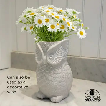 White Owl Ceramic Utensil Crock