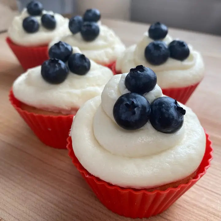 S/12 Silicone Cupcake Liners Red Muffin