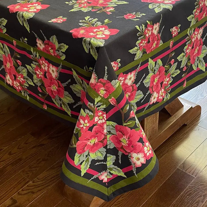 60x60 Laurel Black Floral Tcloth