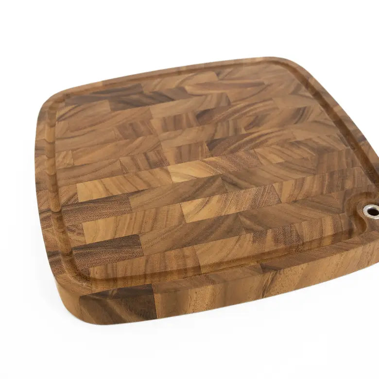 Large 14" IW Square End Grain Prep Board Juice Channel