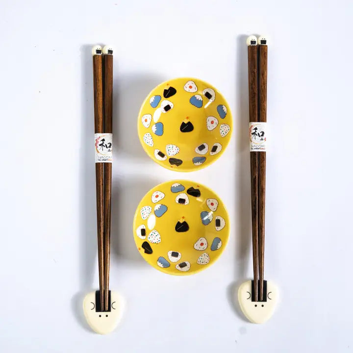 Onigiri Soy Dish, Chopsticks, and Rest 2 Set - Gift Set