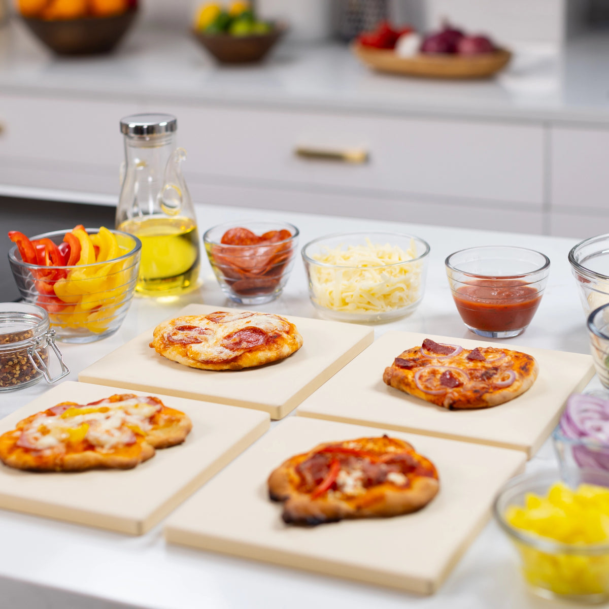 S/4 7.5" Square Pizza Stones Cordierite Unglazed