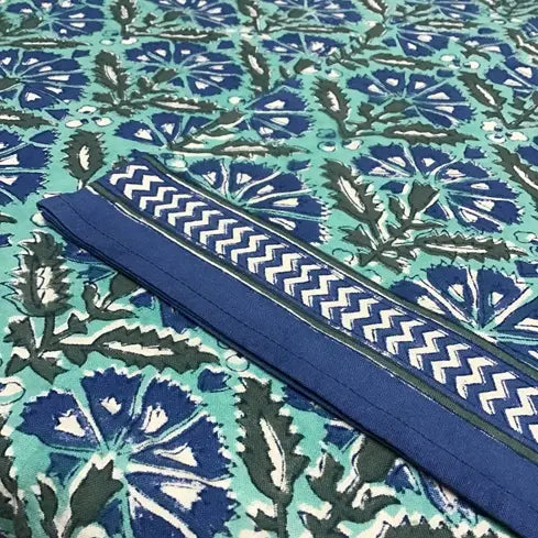60x120 Blue Green Chrysanthemum Tablecloth