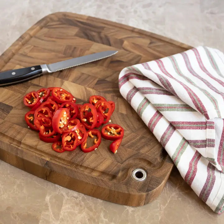 Large 14" IW Square End Grain Prep Board Juice Channel