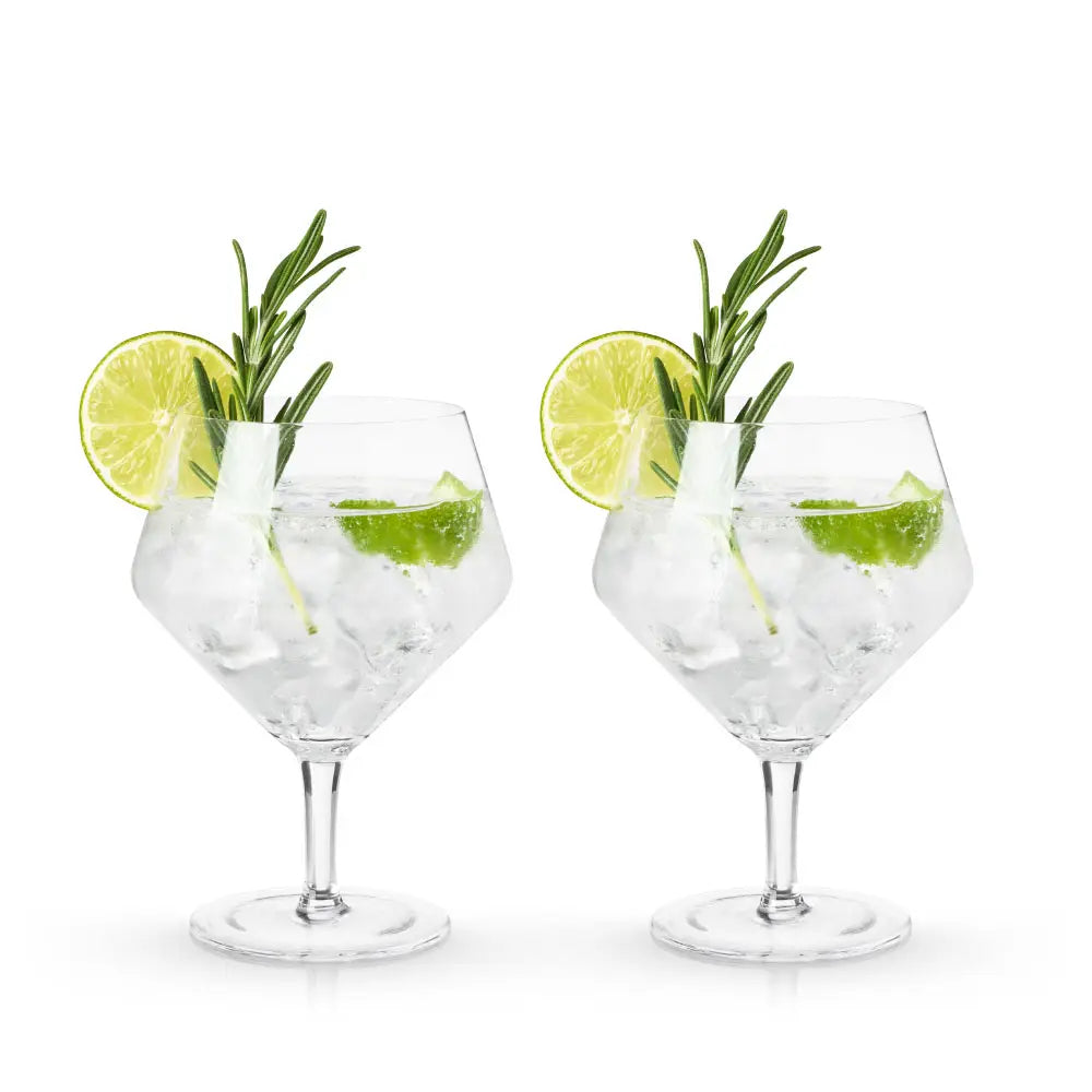 S/2 Angled Crystal Gin & Tonic Glasses