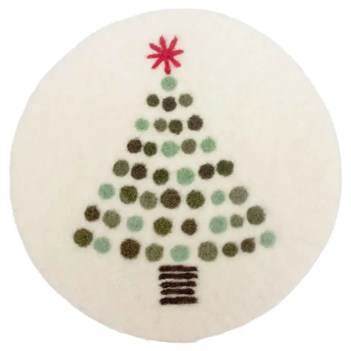 8" Christmas Tree Felted Trivet