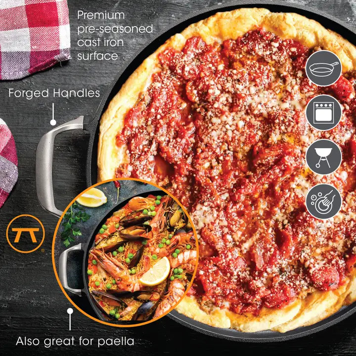 Deep Dish Cast Iron Pizza Grill Oven Pan