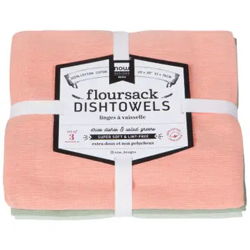 S/3 Floursack Towel Dawn/ Eucalyptus/ Mint