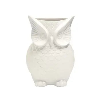 White Owl Ceramic Utensil Crock