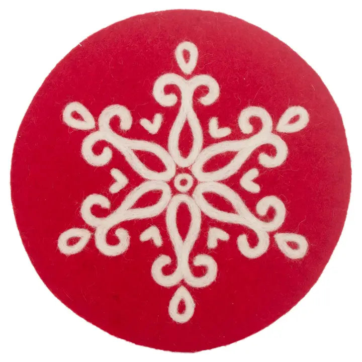 8" Snowflake Felted Trivet