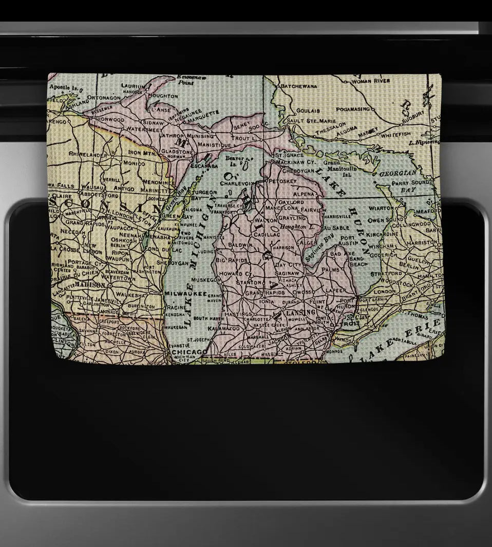 Michigan Map Dishtowel
