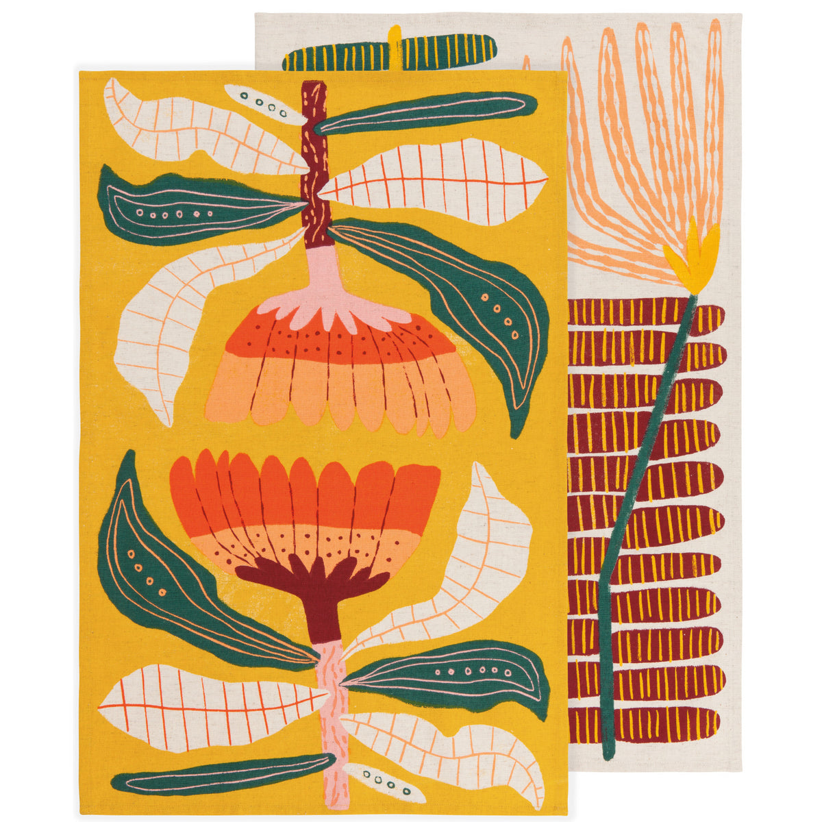 S/2 Venus Linen Cotton Dishtowels