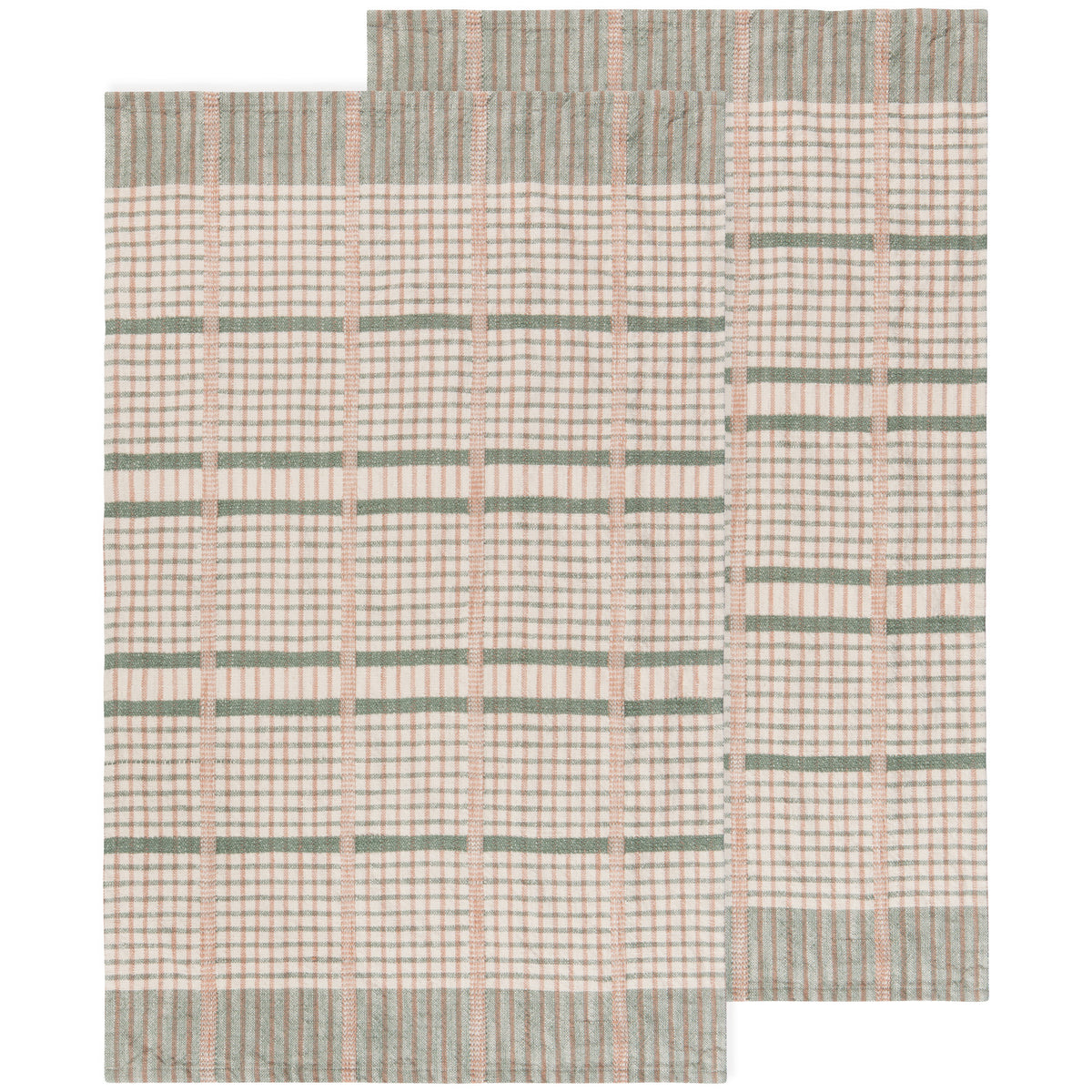 S/2 Finley Check Cotton Dishtowels, Willow