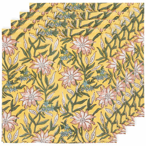 Napkin S/4 Clematis Block print