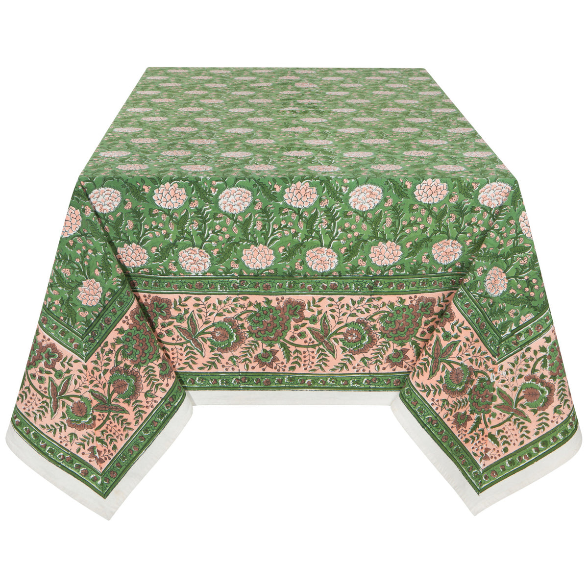 60x90 Peony Block Print Tablecloth