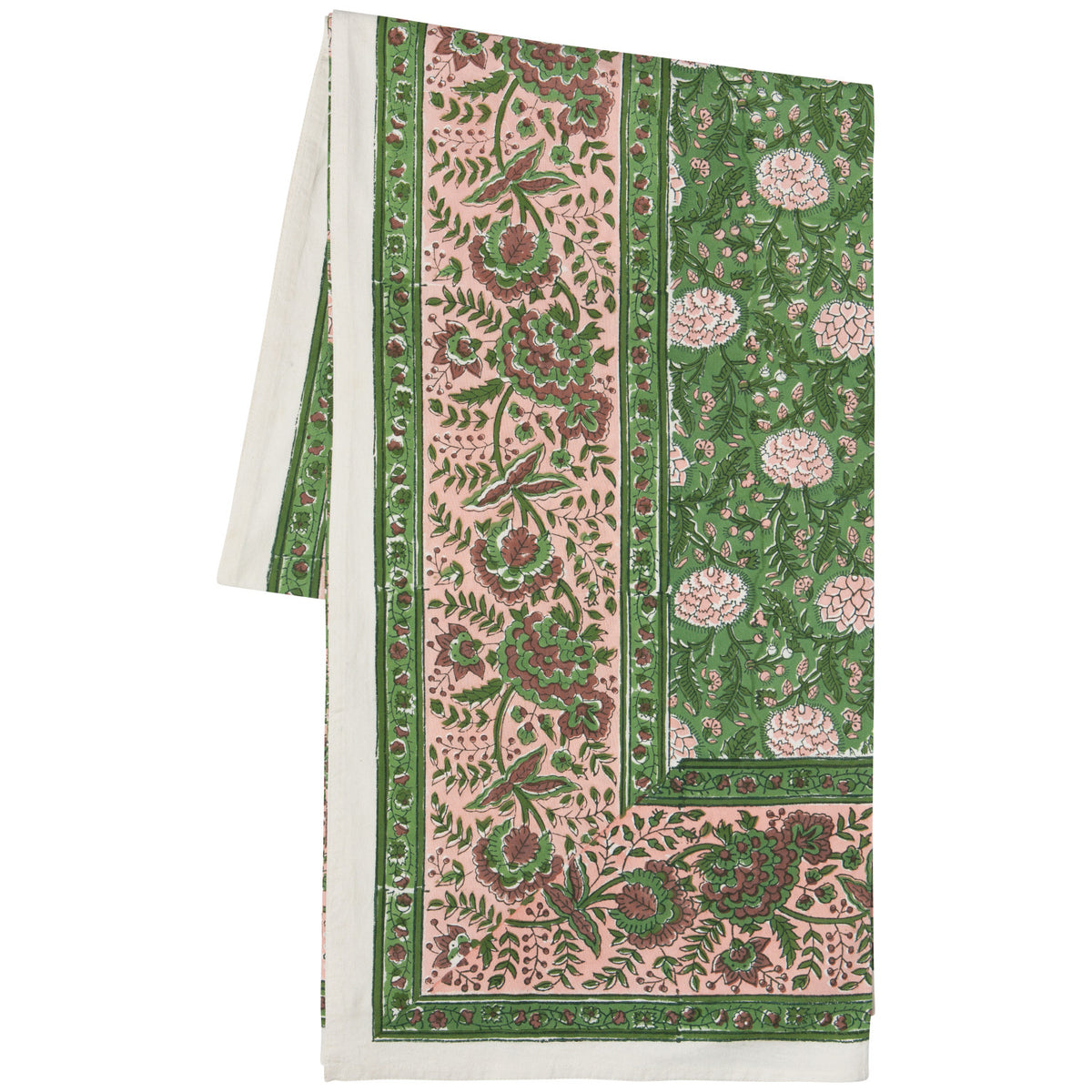 60x90 Peony Block Print Tablecloth