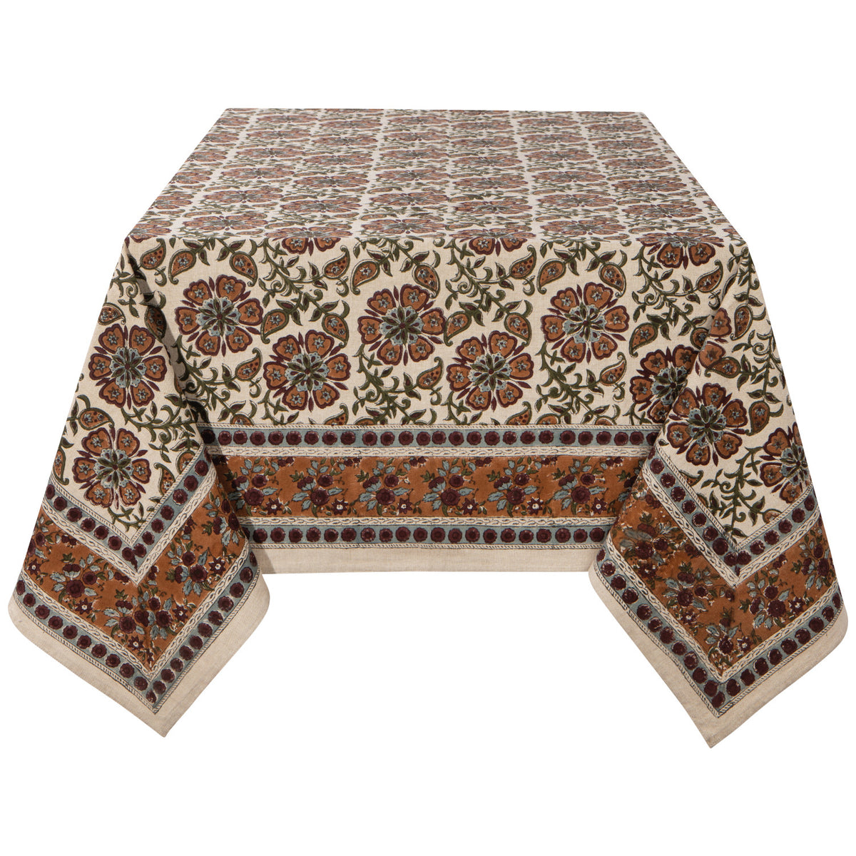 60x90 Elysian Block Print Tablecloth