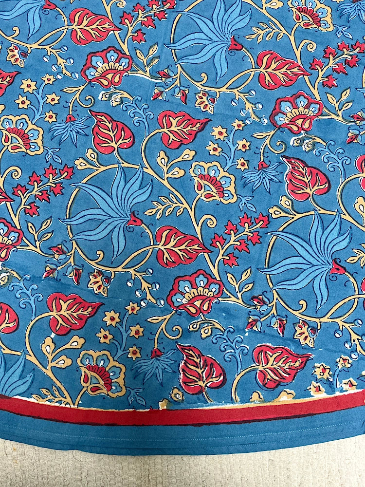 Tablecloth 85" Round Indo Fleur Blue